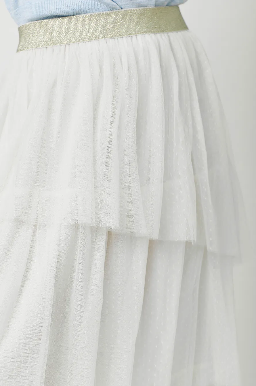 asymmetrical tiered ruffle tulle skirt