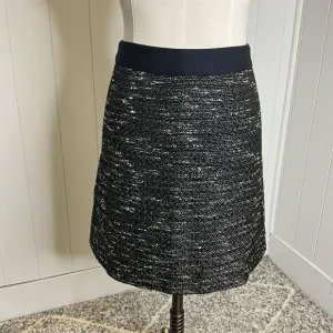 Banana Republic Womens 12 Tweed Mini Skirt Black White Lined Pencil Straight NWT