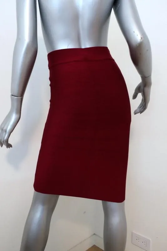 BCBGMAXAZRIA Nathalia Pencil Skirt Deep Cranberry Size Extra Small NEW