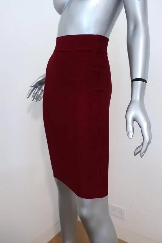 BCBGMAXAZRIA Nathalia Pencil Skirt Deep Cranberry Size Extra Small NEW