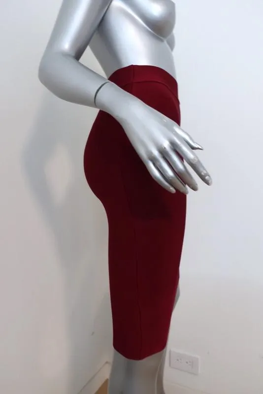 BCBGMAXAZRIA Nathalia Pencil Skirt Deep Cranberry Size Extra Small NEW