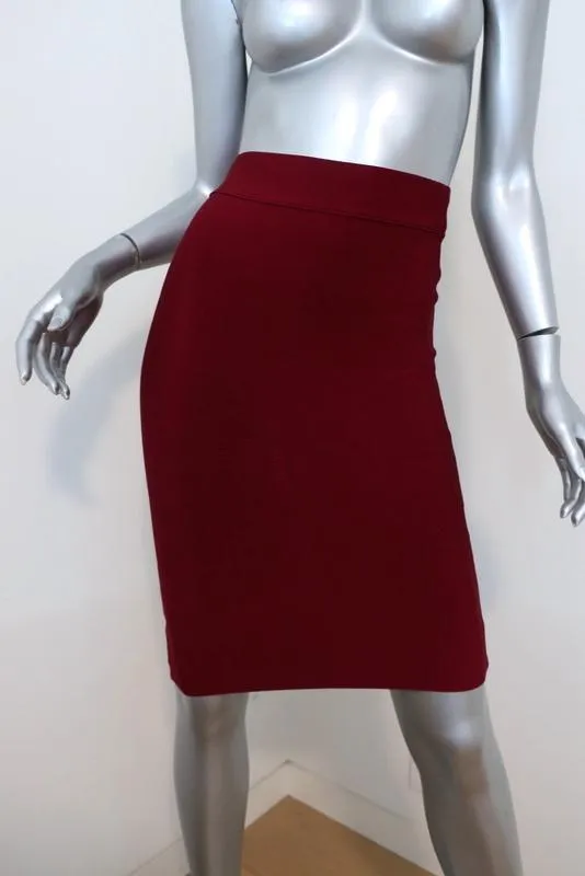 BCBGMAXAZRIA Nathalia Pencil Skirt Deep Cranberry Size Extra Small NEW
