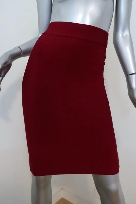 BCBGMAXAZRIA Nathalia Pencil Skirt Deep Cranberry Size Extra Small NEW