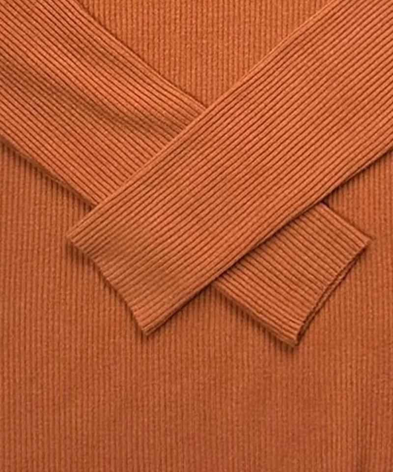 BENECIA 12 Color Ribbed Turtleneck - Orange