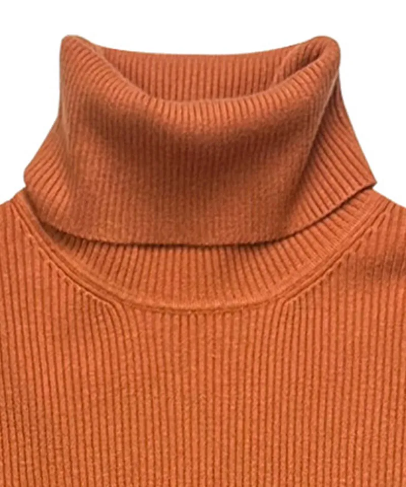 BENECIA 12 Color Ribbed Turtleneck - Orange