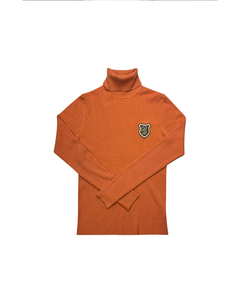BENECIA 12 Color Ribbed Turtleneck - Orange