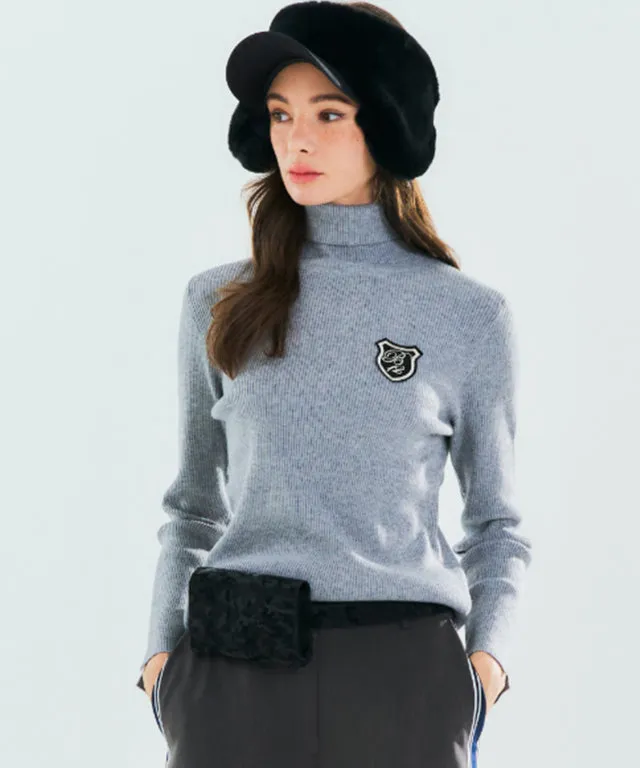BENECIA 12 Ribbed turtleneck Top - Gray