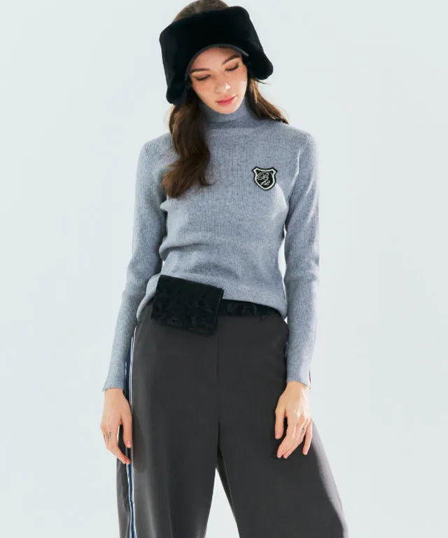 BENECIA 12 Ribbed turtleneck Top - Gray
