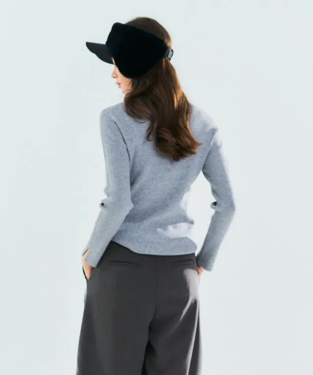 BENECIA 12 Ribbed turtleneck Top - Gray