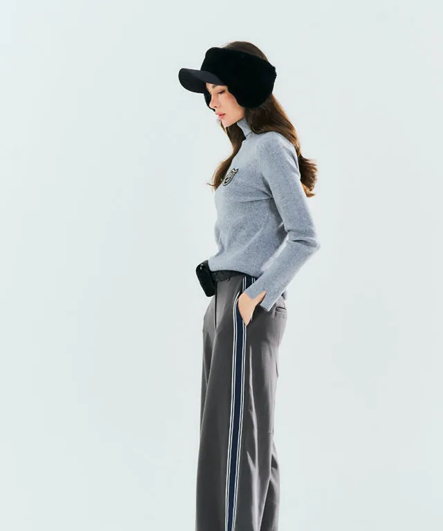 BENECIA 12 Ribbed turtleneck Top - Gray