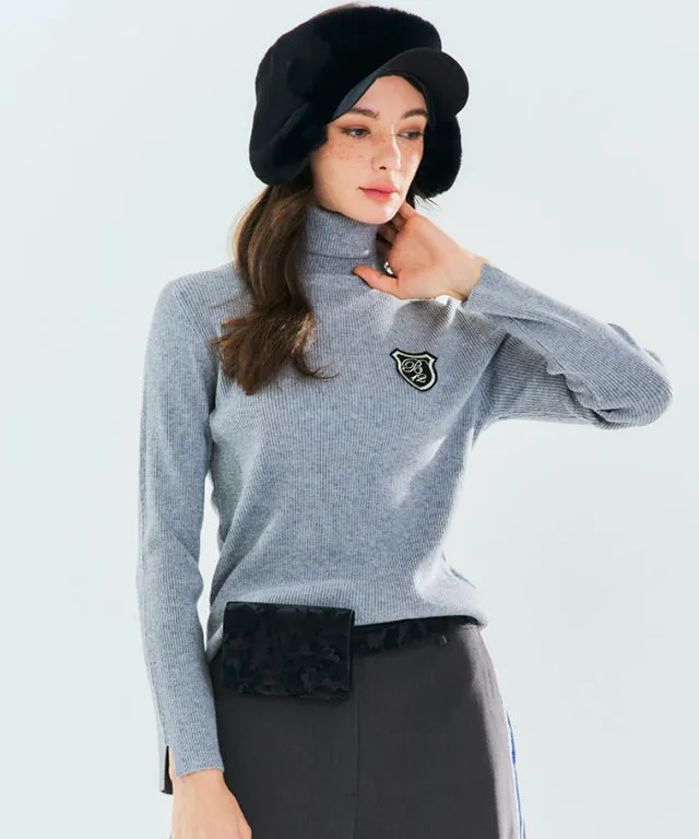 BENECIA 12 Ribbed turtleneck Top - Gray