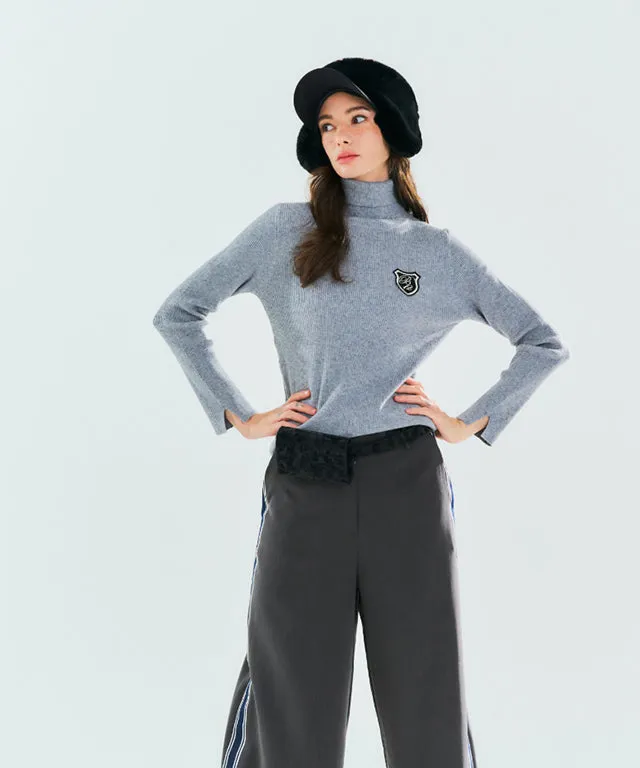 BENECIA 12 Ribbed turtleneck Top - Gray