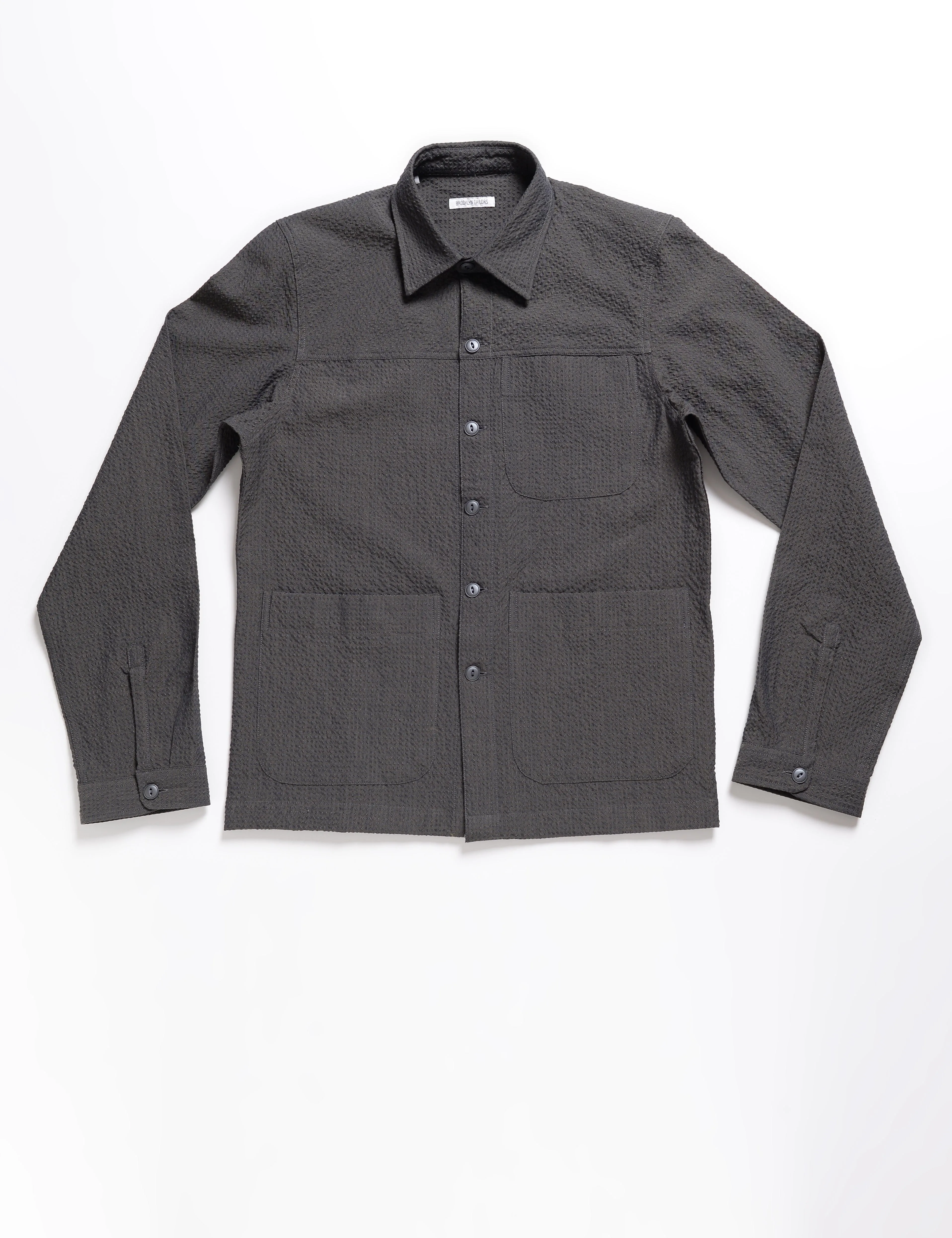 BKT15 Shirt Jacket in Crinkled Wool & Cotton - Storm