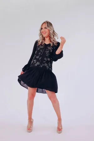 Blair Bell Sleeve Dress - Black