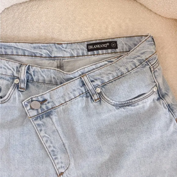Blank NYC Asymmetrical Skirt Denim Jean Mini Acid Light Wash
