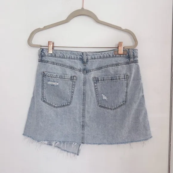Blank NYC Asymmetrical Skirt Denim Jean Mini Acid Light Wash