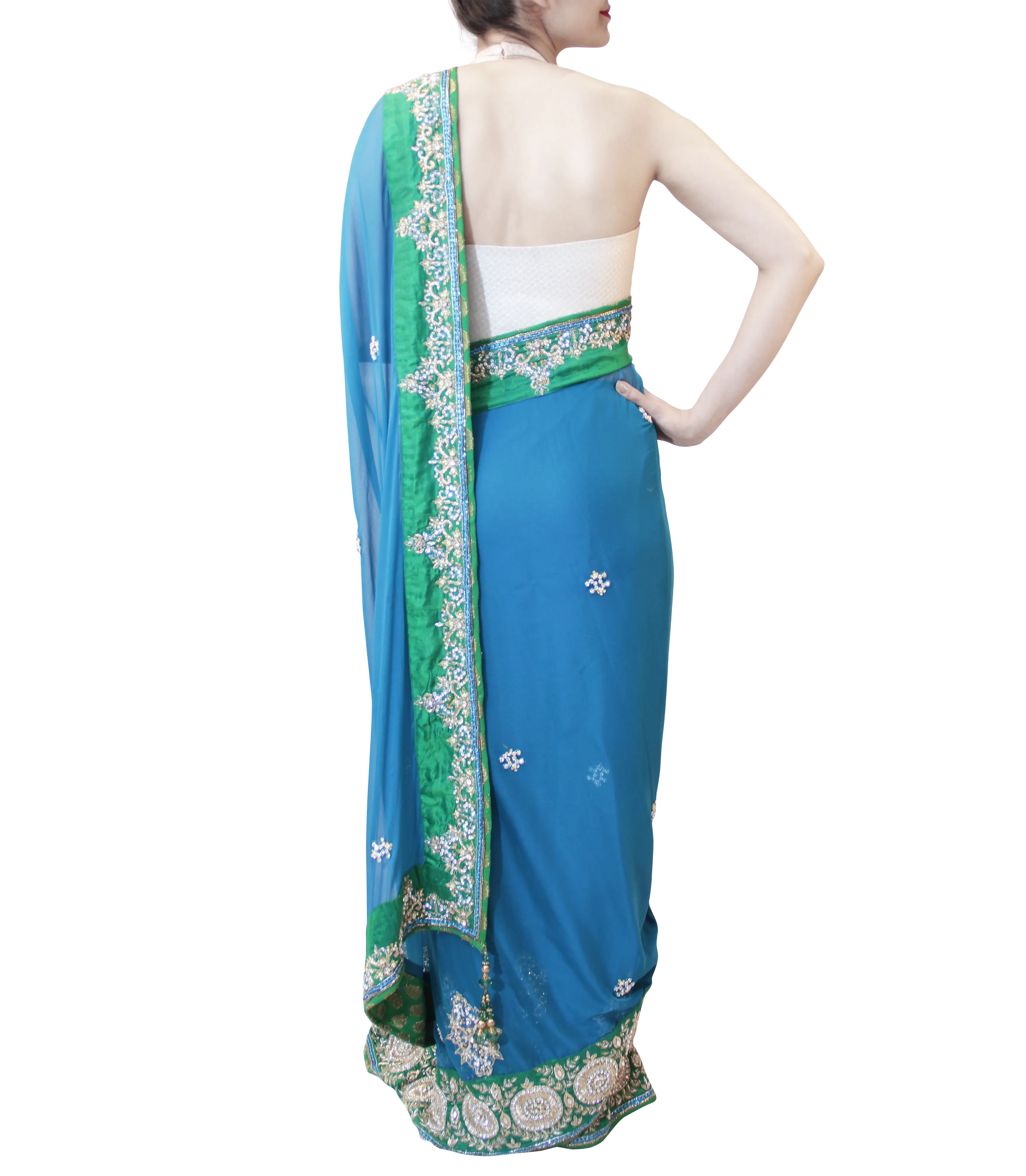 BLUE AND GREEN SAREE