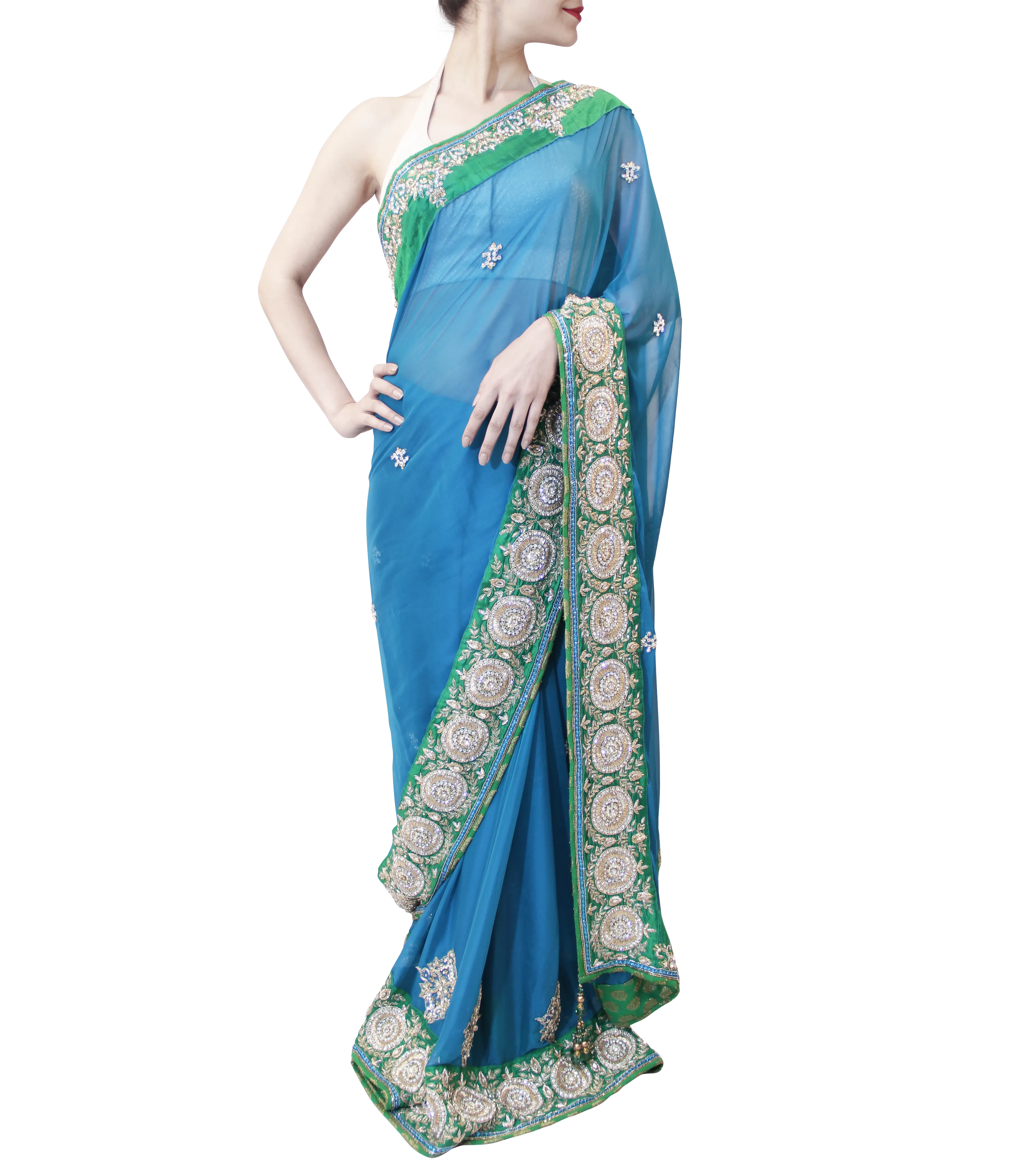 BLUE AND GREEN SAREE
