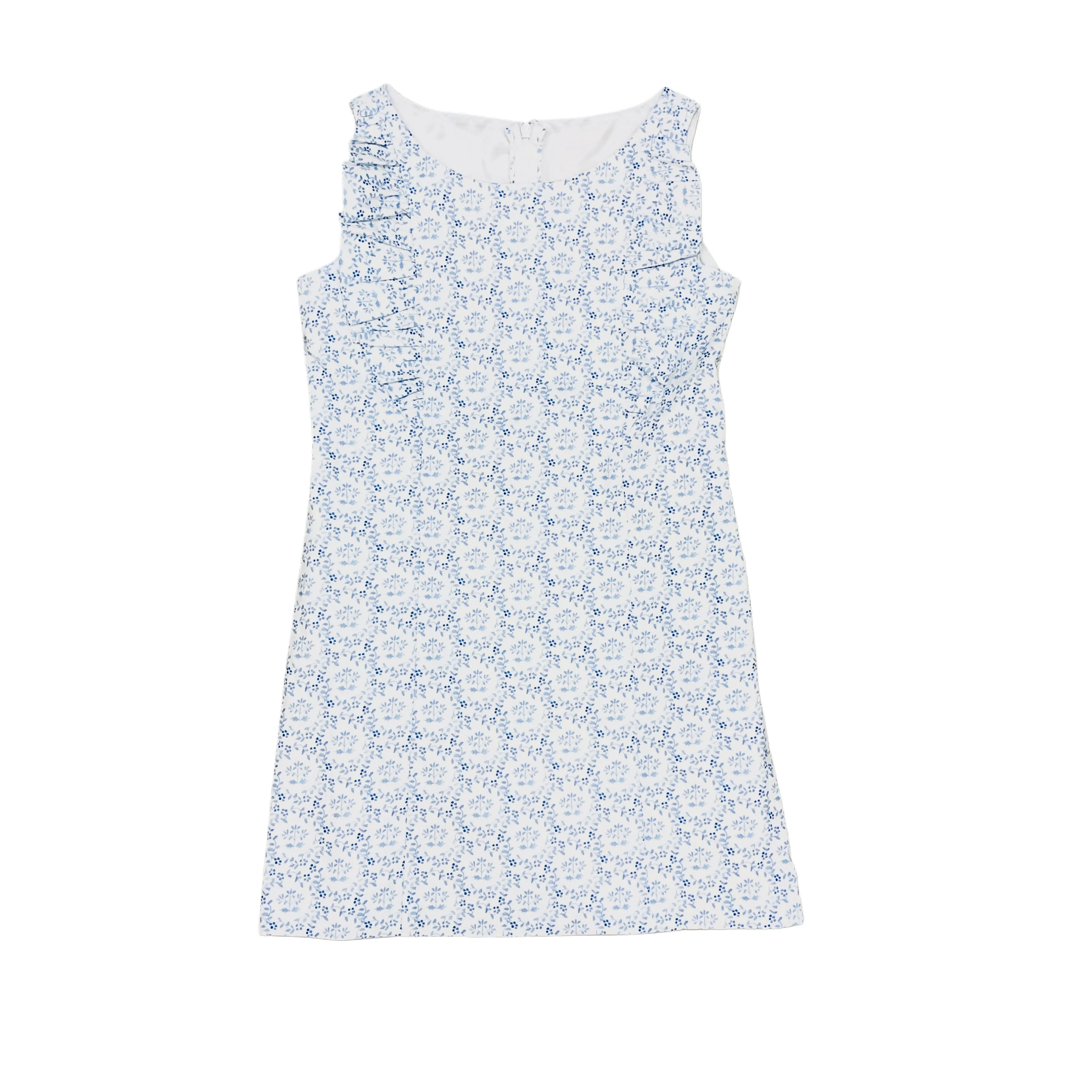 Blue Print A Line Ruffle Dress
