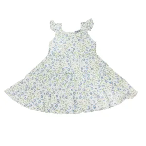 Blue Vines Print Ruffle Dress
