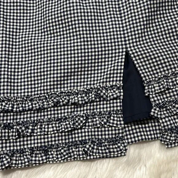 BODEN Plaid Checkered Pencil Skirt Ruffle Hem 10R