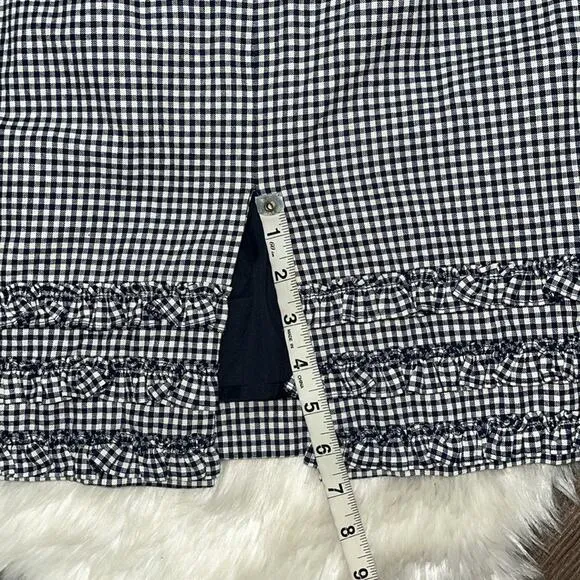 BODEN Plaid Checkered Pencil Skirt Ruffle Hem 10R