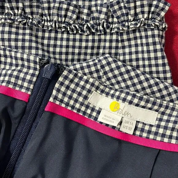 BODEN Plaid Checkered Pencil Skirt Ruffle Hem 10R