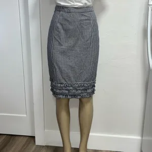BODEN Plaid Checkered Pencil Skirt Ruffle Hem 10R