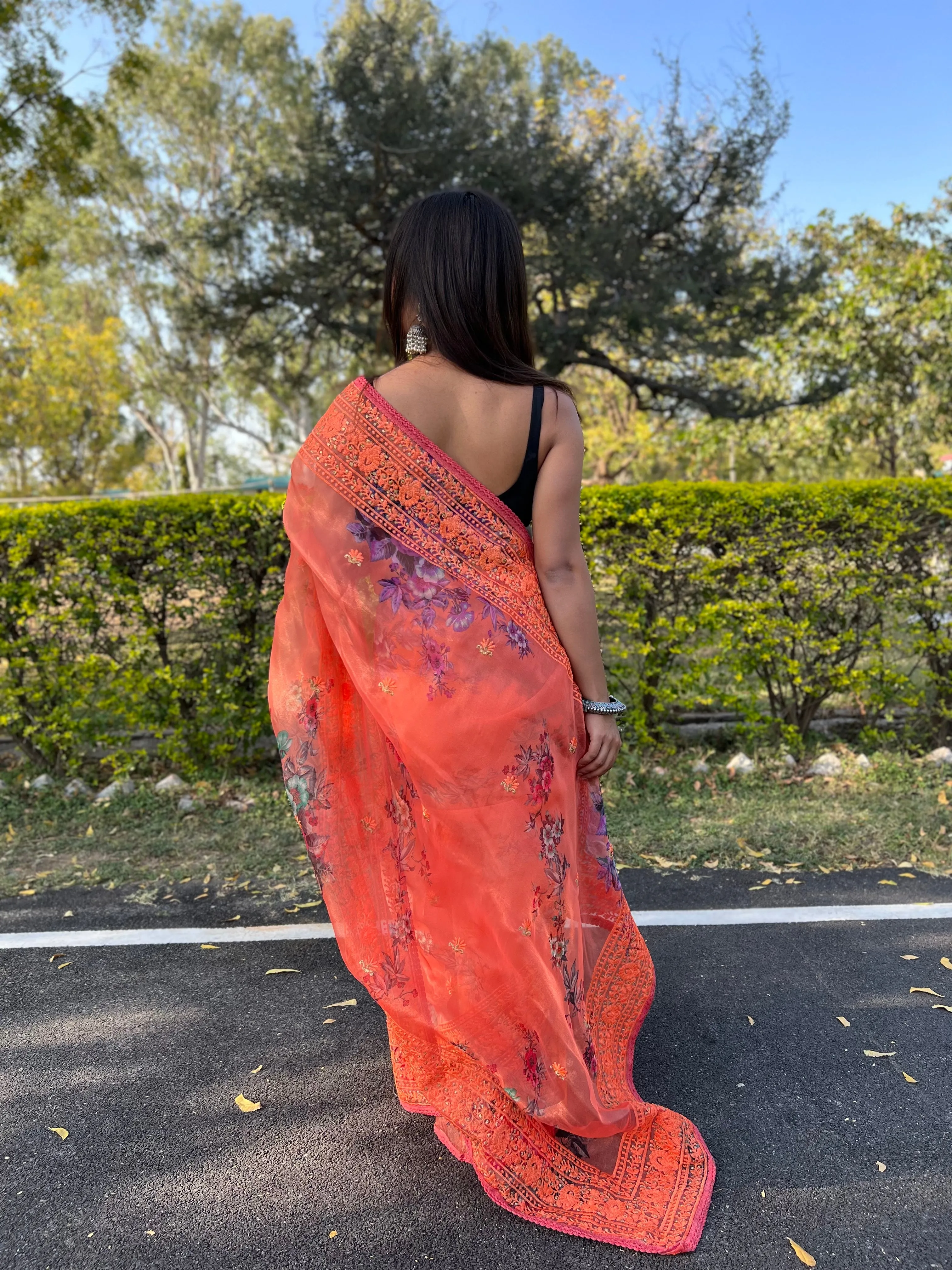Boutique Style Saree In Peach