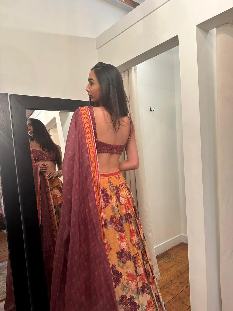 BRICK RED AND ORANGE DIGITAL PRINT LEHENGA SET - Ready To Ship