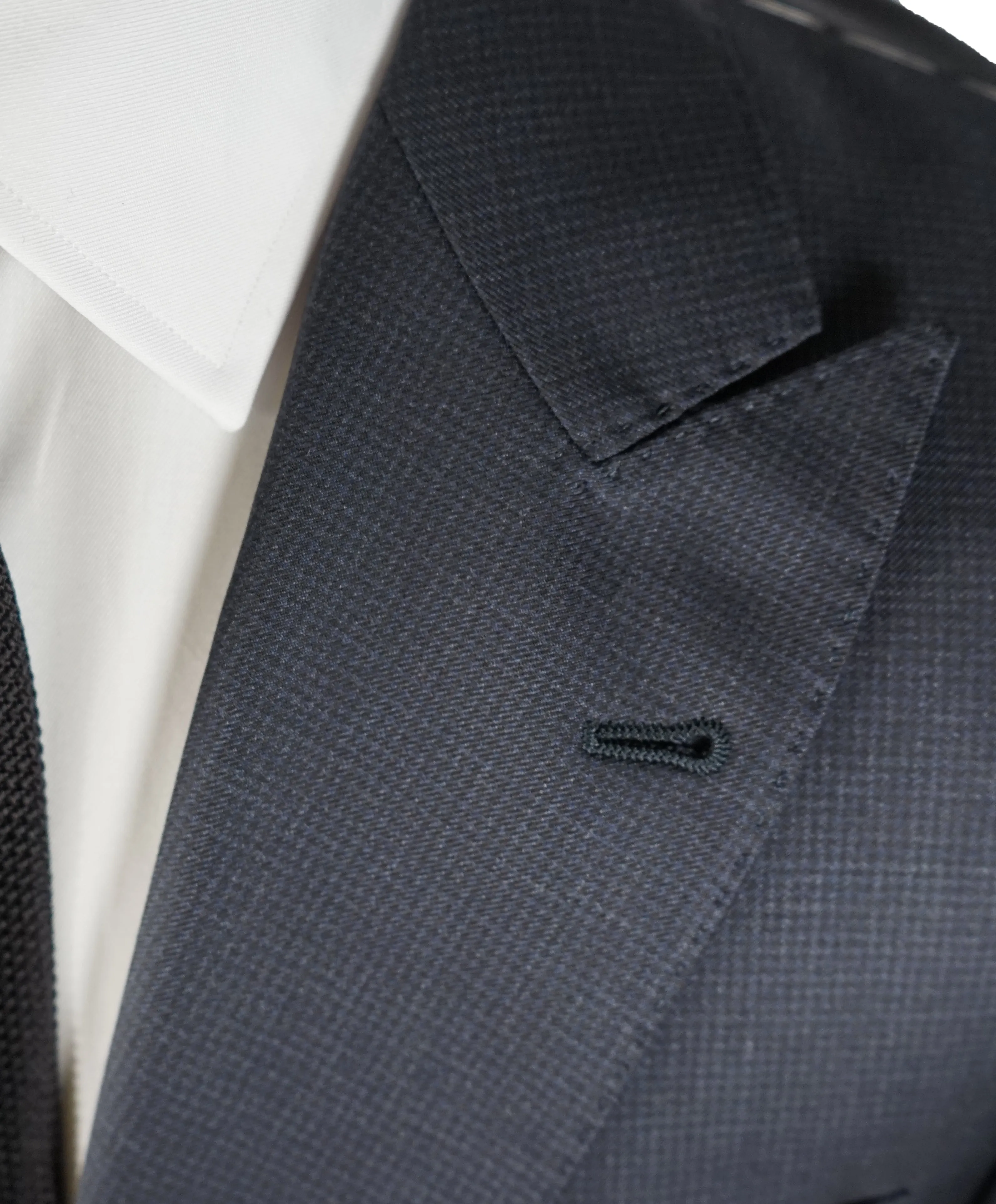 BRUNELLO CUCINELLI - Blue / Gray Check Minicheck Wide Peak Lapel Suit - 44R