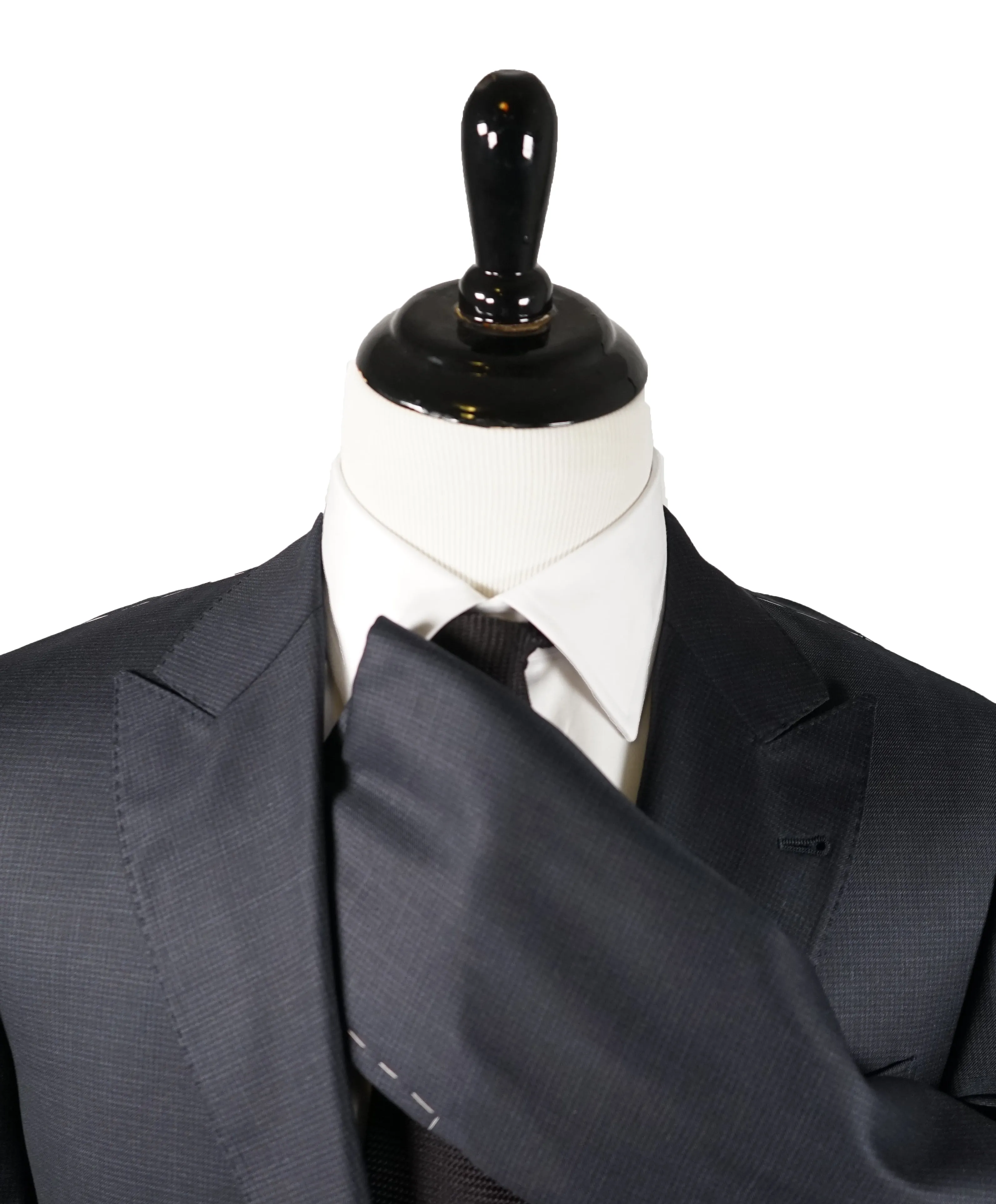 BRUNELLO CUCINELLI - Blue / Gray Check Minicheck Wide Peak Lapel Suit - 48R