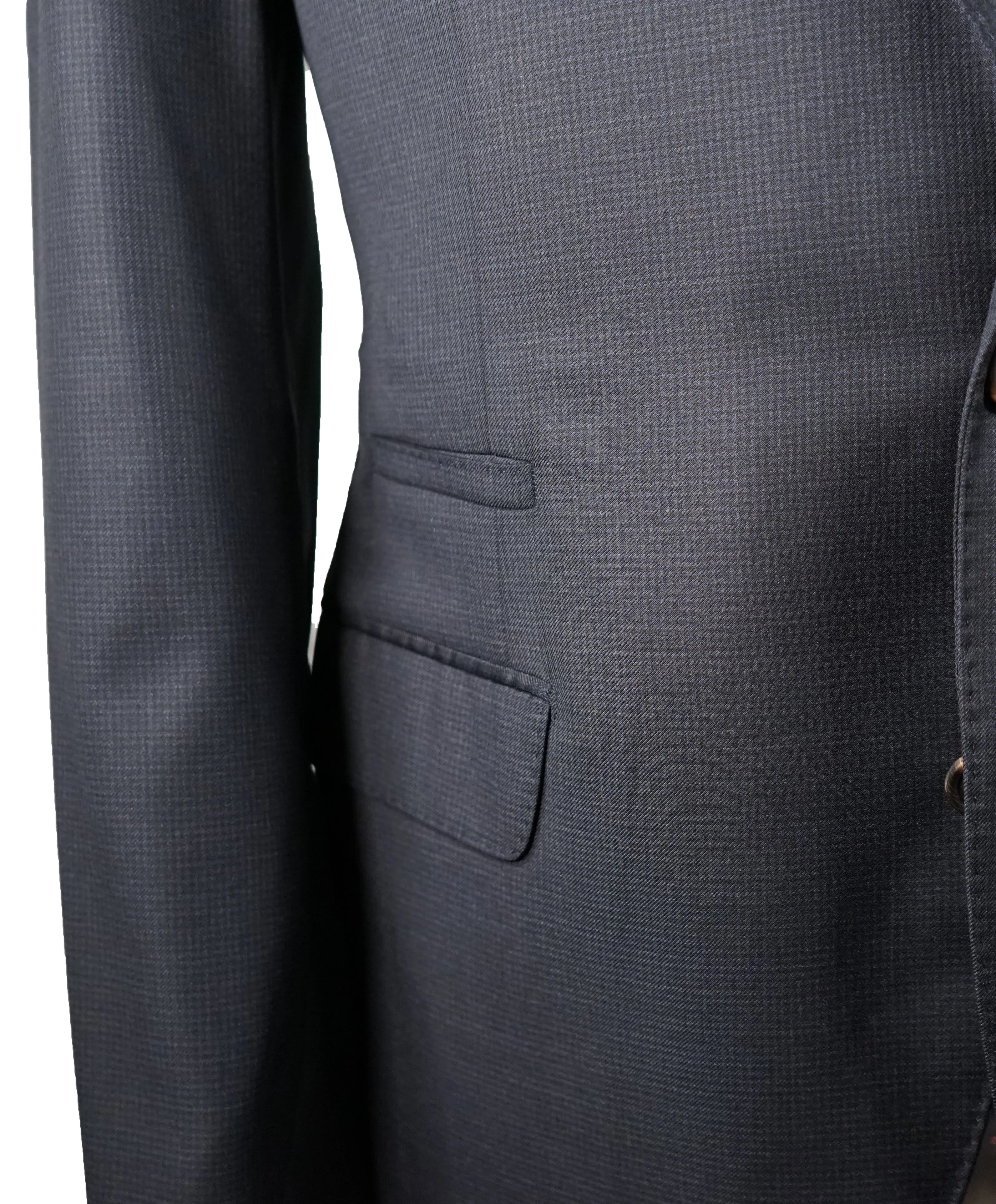 BRUNELLO CUCINELLI - Blue / Gray Check Minicheck Wide Peak Lapel Suit - 48R