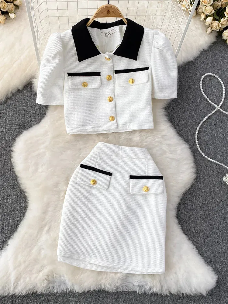 Bubble Sleeve  Skirt Suit