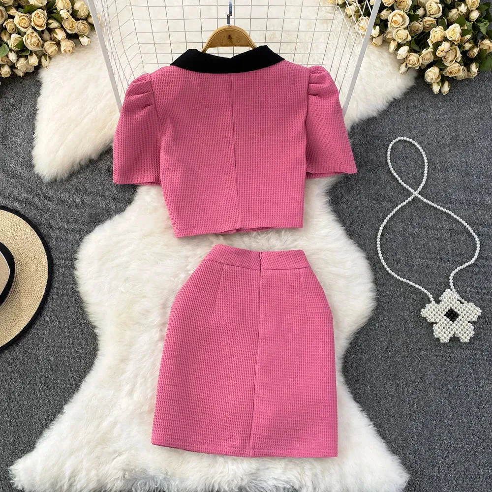 Bubble Sleeve  Skirt Suit