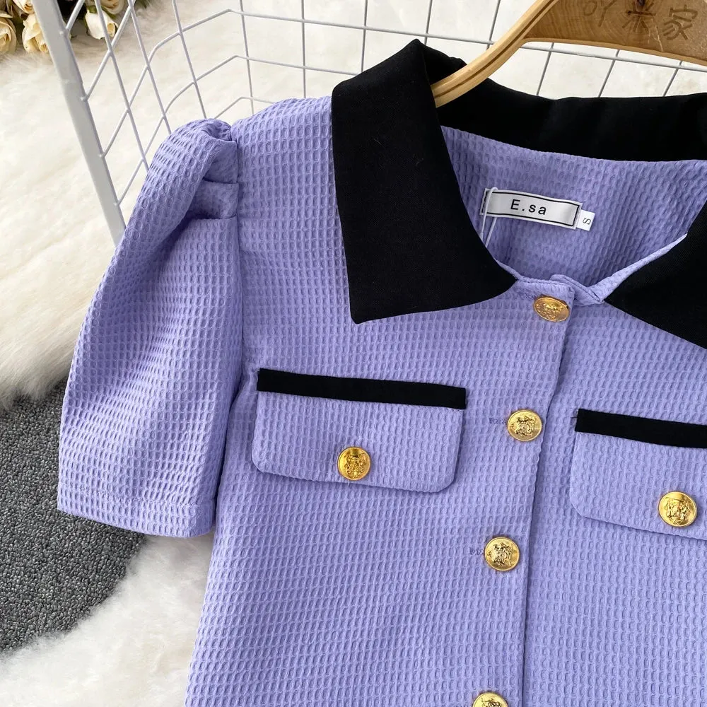 Bubble Sleeve  Skirt Suit