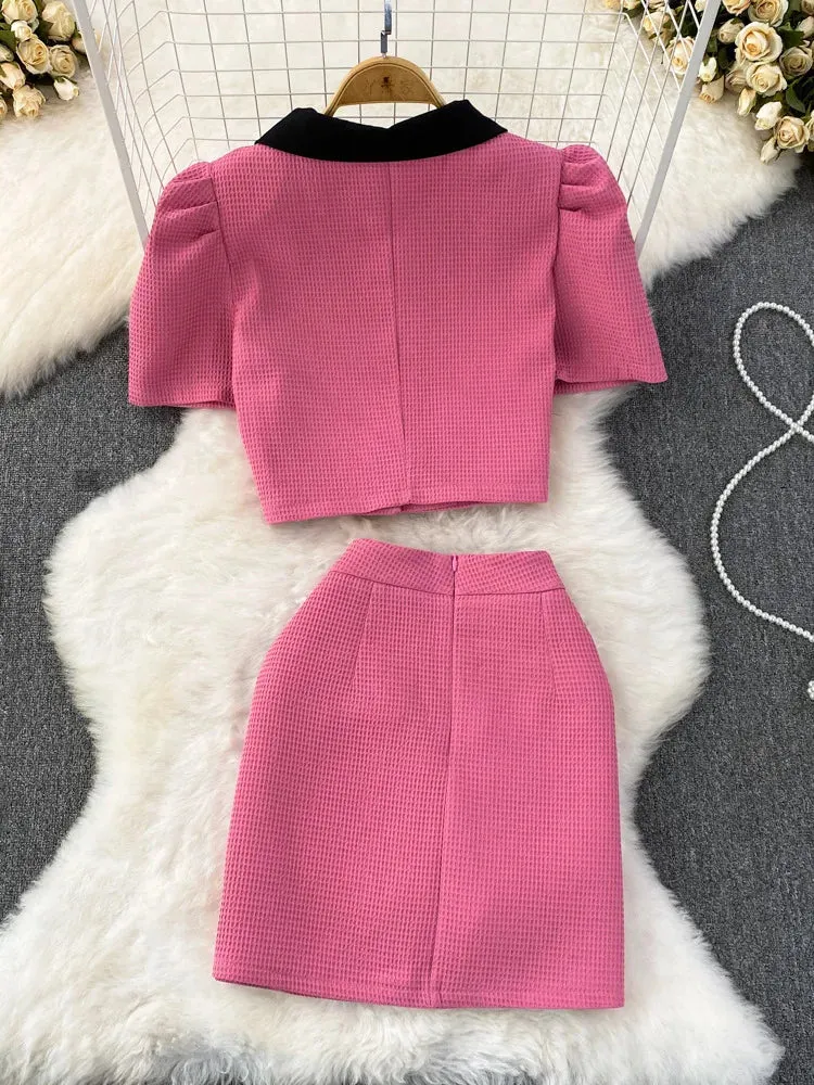 Bubble Sleeve  Skirt Suit