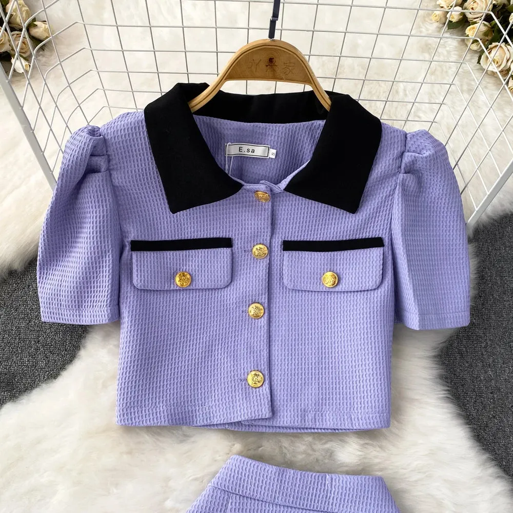 Bubble Sleeve  Skirt Suit