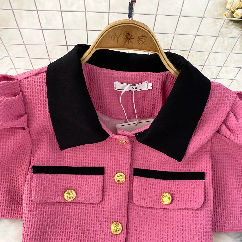 Bubble Sleeve  Skirt Suit