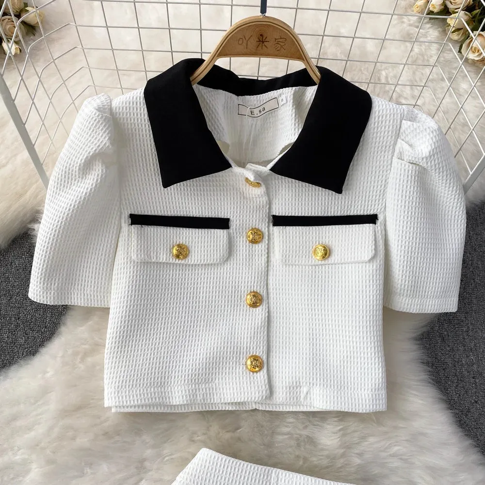 Bubble Sleeve  Skirt Suit