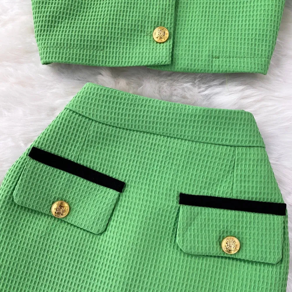 Bubble Sleeve  Skirt Suit