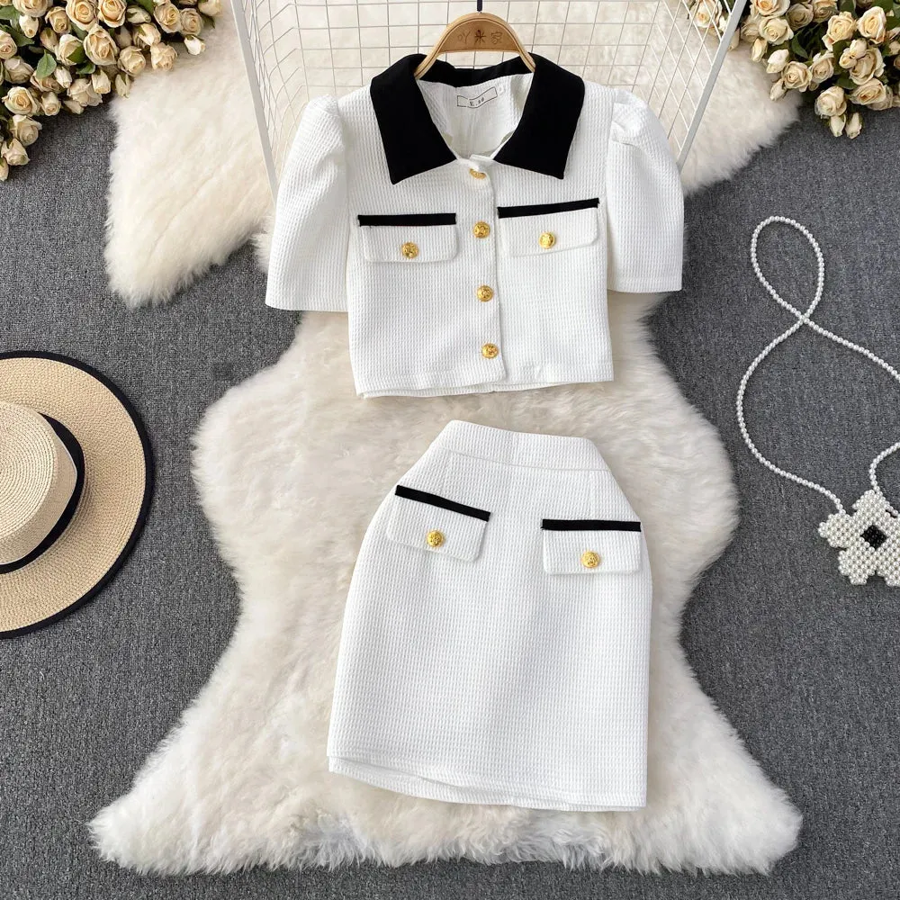 Bubble Sleeve  Skirt Suit