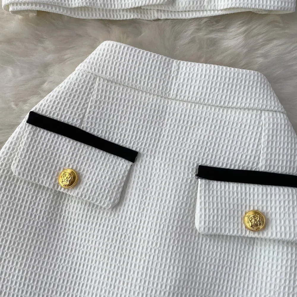 Bubble Sleeve  Skirt Suit