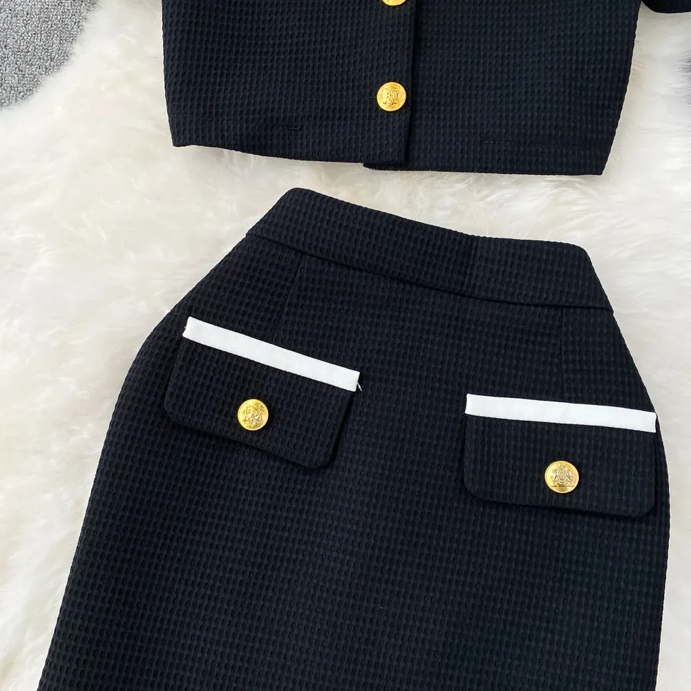 Bubble Sleeve  Skirt Suit