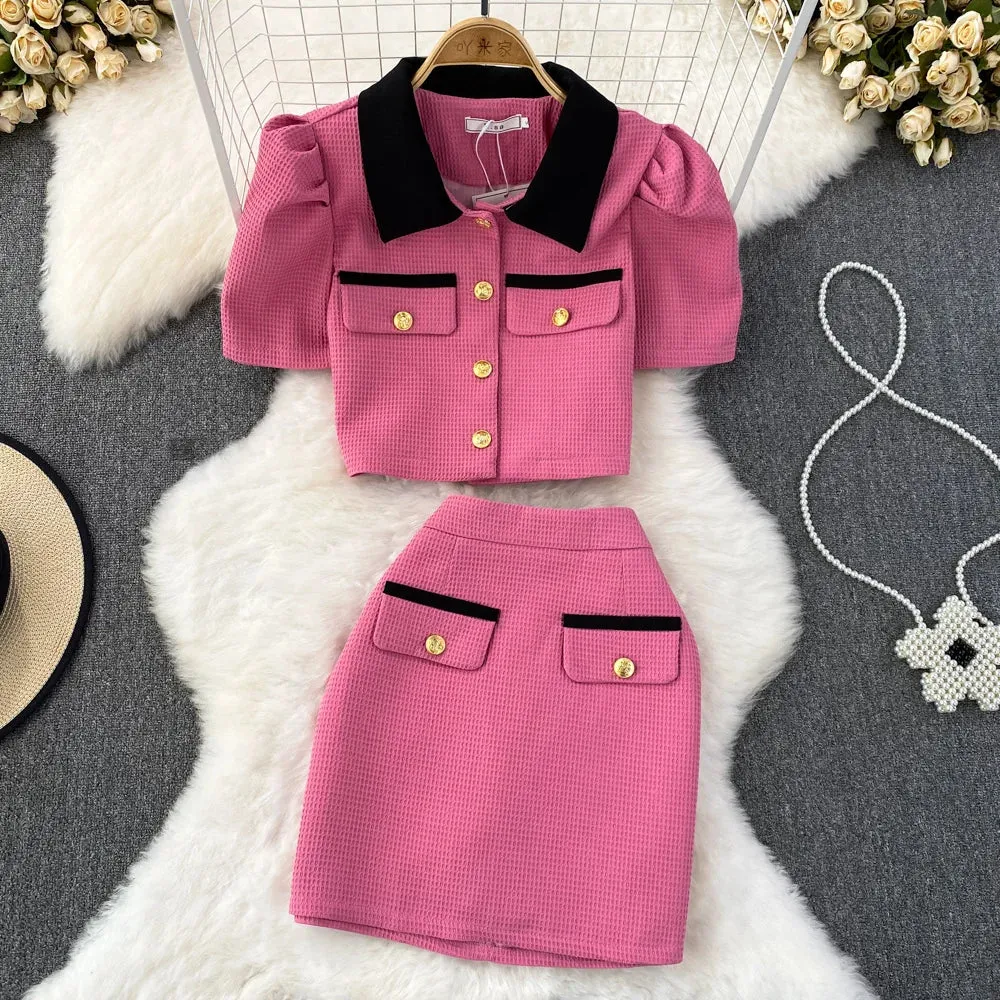 Bubble Sleeve  Skirt Suit