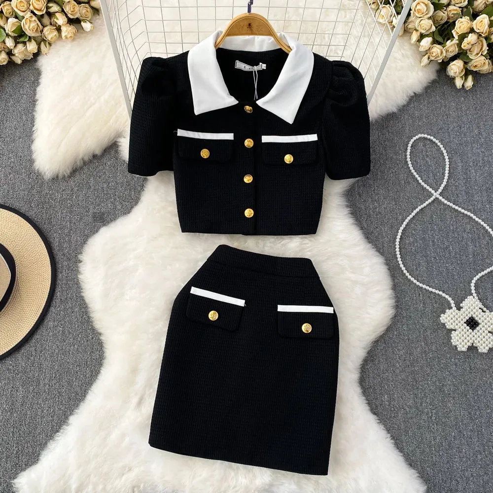 Bubble Sleeve  Skirt Suit