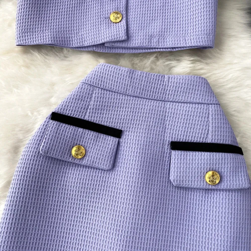 Bubble Sleeve  Skirt Suit