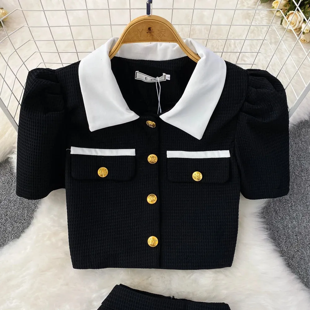 Bubble Sleeve  Skirt Suit