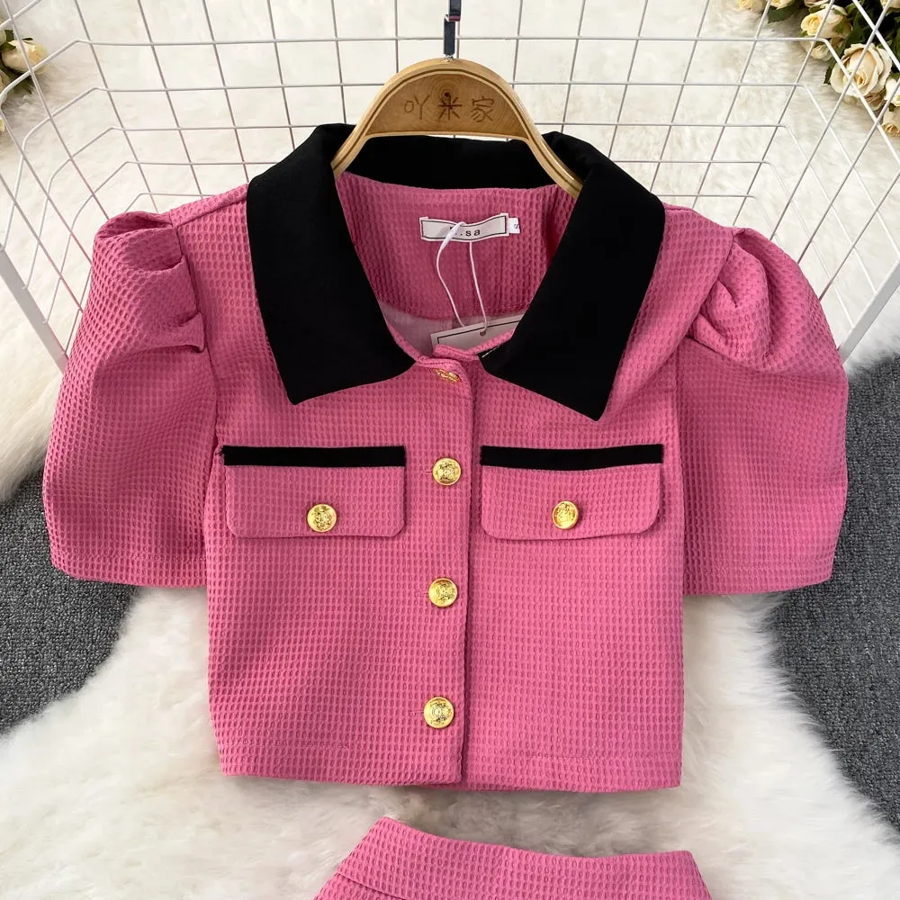 Bubble Sleeve  Skirt Suit