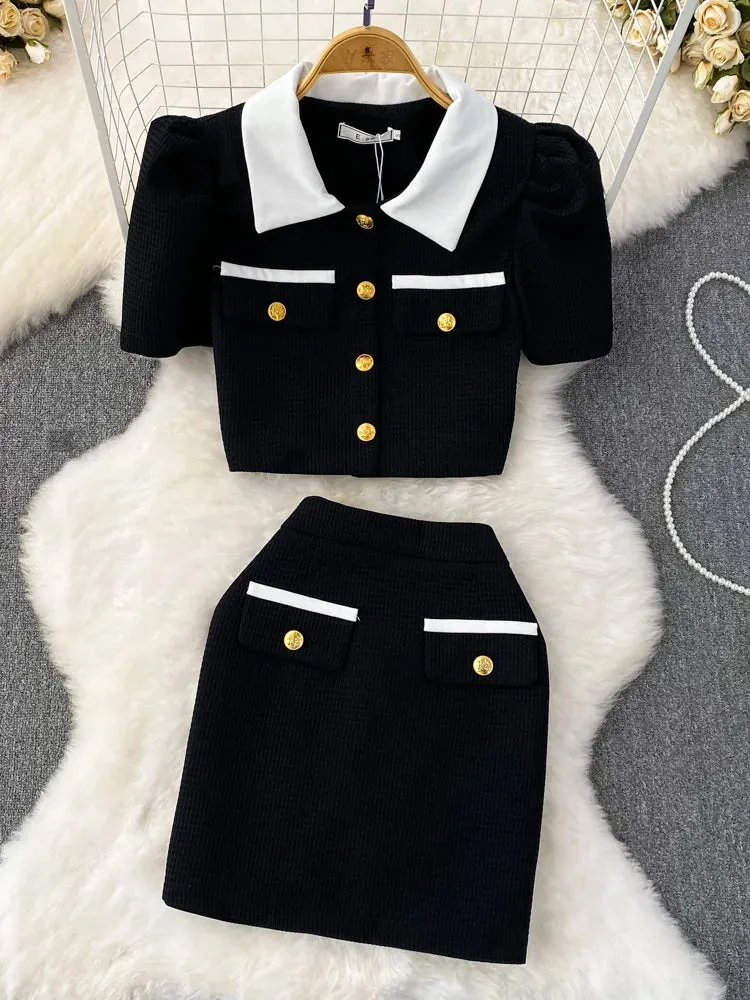 Bubble Sleeve  Skirt Suit